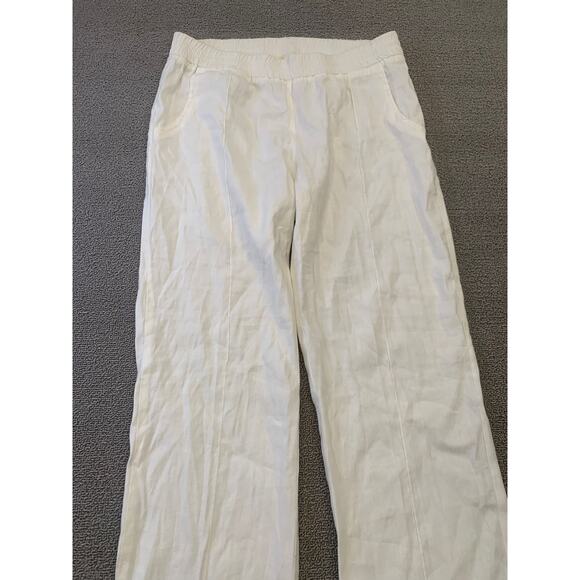 Monrow Women Medium White Wide Leg Linen Blend Pants - Picture 9 of 14